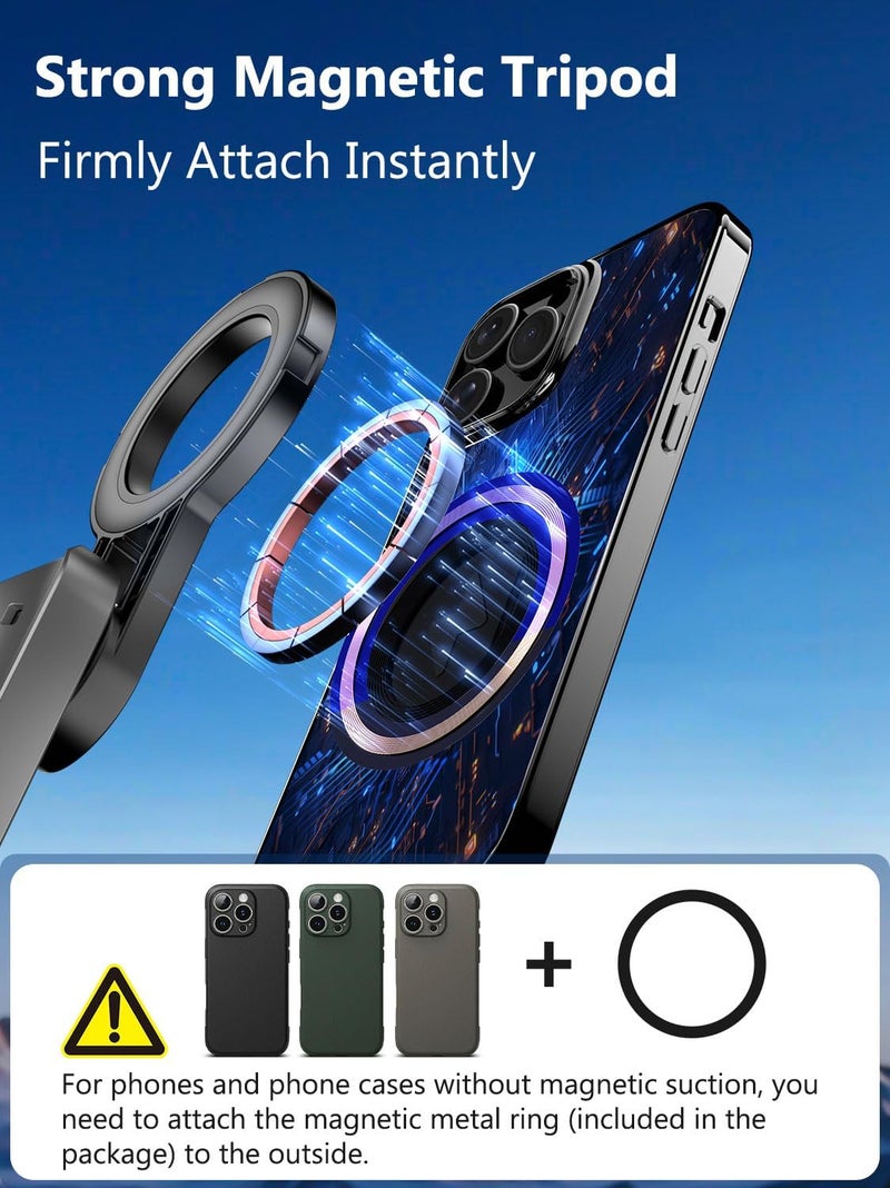 USKEYVISION Magnetic Pocket Selfie Stick for iPhone with Light for MagSafe 4 in 1 Portable Pocket Phone Tripod for iPhone & Android W/Rechargeable Remote, Removable Phone Clip, Video Recording(MPT-02) - Image 2